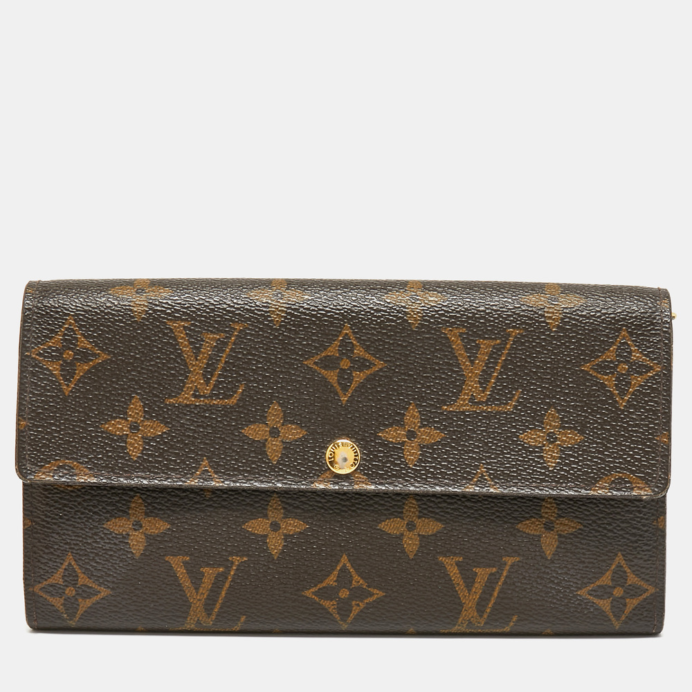 LOUIS VUITTON Monogram Canvas Fleuri Sarah Wallet